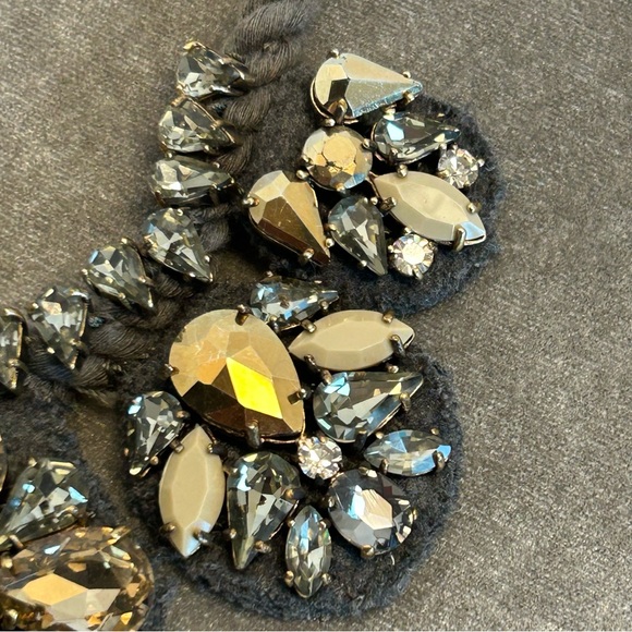 J.Crew Faceted Rhinestone Crystal Rope Bib Statement Necklace Amber gray silver - Picture 8 of 14